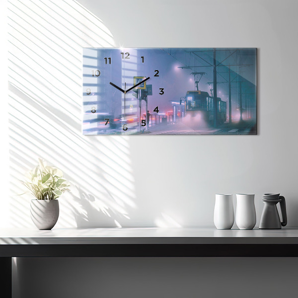 Orologio rettangolare Varsavia nella nebbia