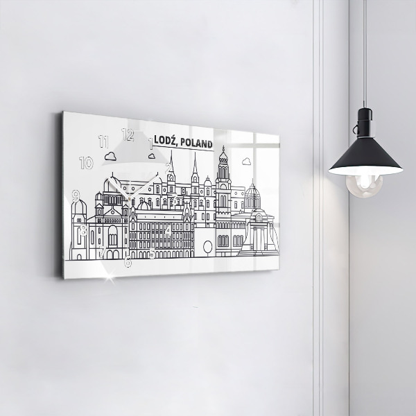 Orologio rettangolare Panorama dell'architettura di Lodz