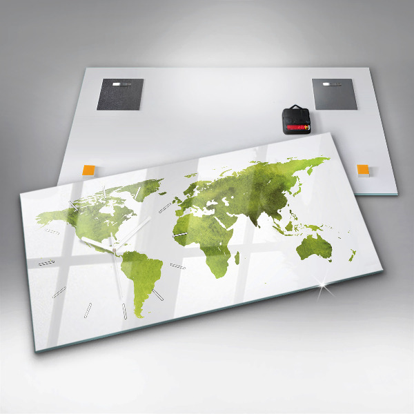 Orologio rettangolare Mappa del mondo ad acquerello