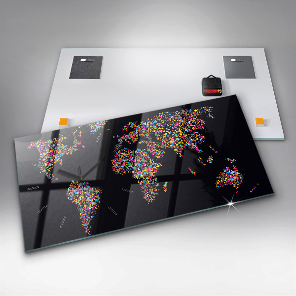 Orologio rettangolare Mappa del mondo fatta di punti