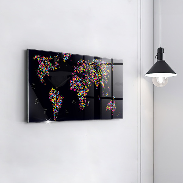 Orologio rettangolare Mappa del mondo fatta di punti