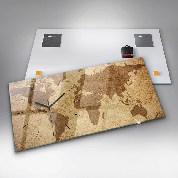 Orologio rettangolare Mappa del mondo d'epoca