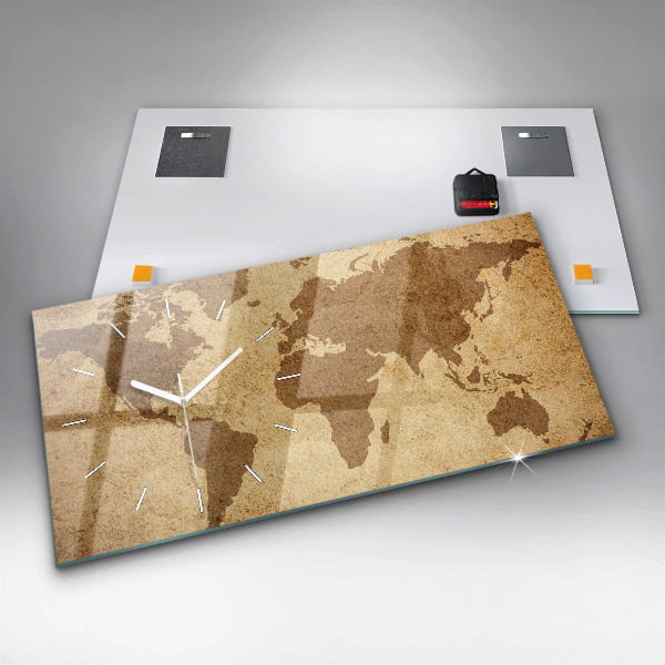 Orologio rettangolare Mappa del mondo d'epoca