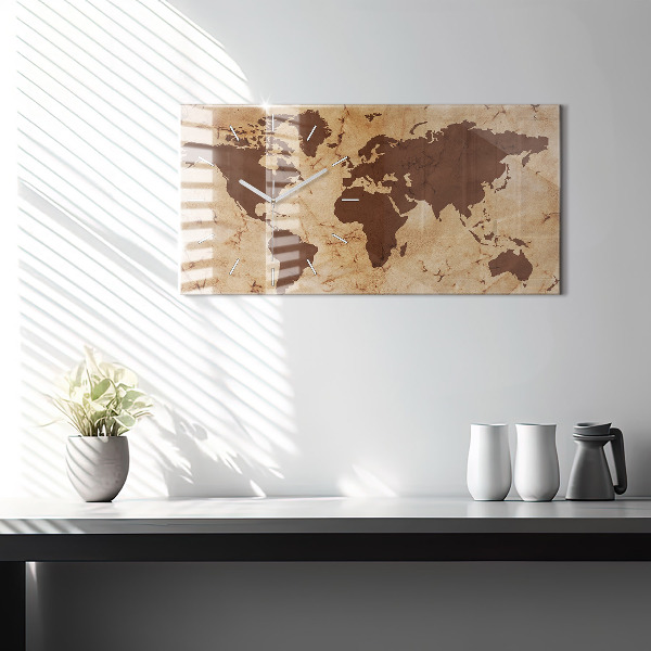 Orologio rettangolare Mappa del mondo d'epoca
