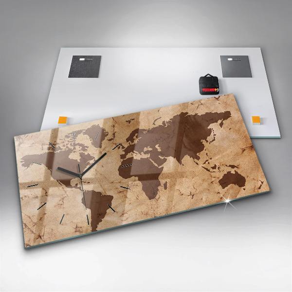 Orologio rettangolare Mappa del mondo d'epoca