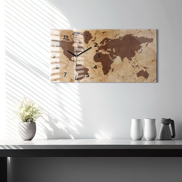 Orologio rettangolare Mappa del mondo d'epoca