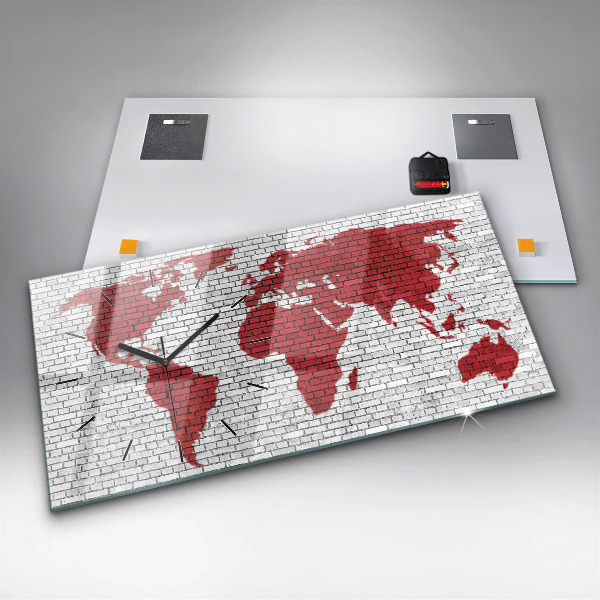 Orologi orizzontali Mappa del mondo del muro di mattoni