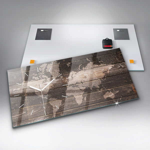 Orologi orizzontali Mappa del mondo su legno