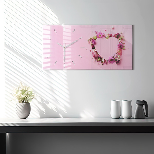 Orologio rettangolare Cuore di fiori