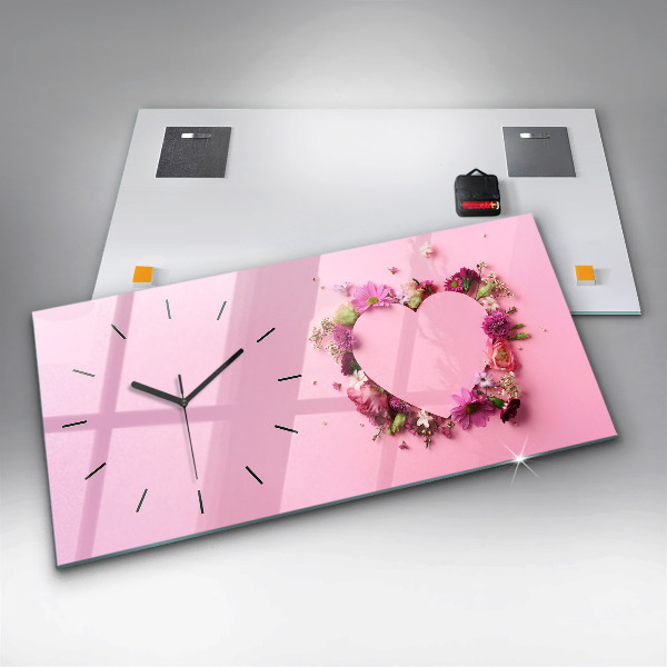Orologio rettangolare Cuore di fiori