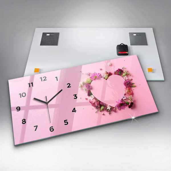 Orologio rettangolare Cuore di fiori