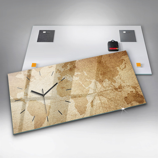 Orologio rettangolare Mappa del mondo d'epoca