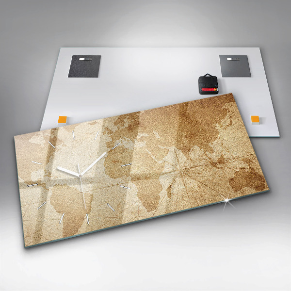 Orologio rettangolare Mappa del mondo d'epoca