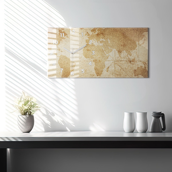 Orologio rettangolare Mappa del mondo d'epoca