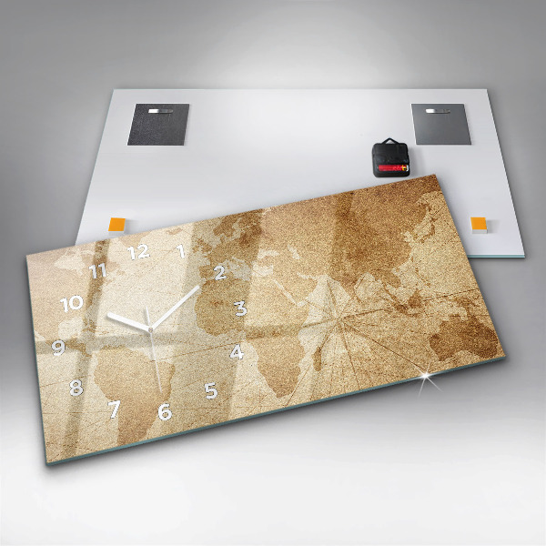 Orologio rettangolare Mappa del mondo d'epoca