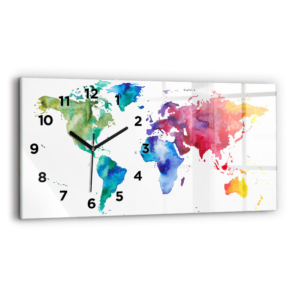 Orologio rettangolare Mappa del mondo ad acquerello
