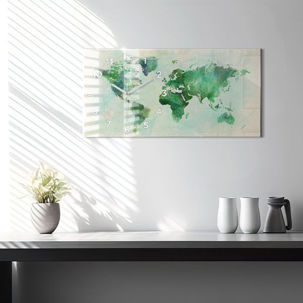 Orologio rettangolare Mappa del mondo ad acquerello