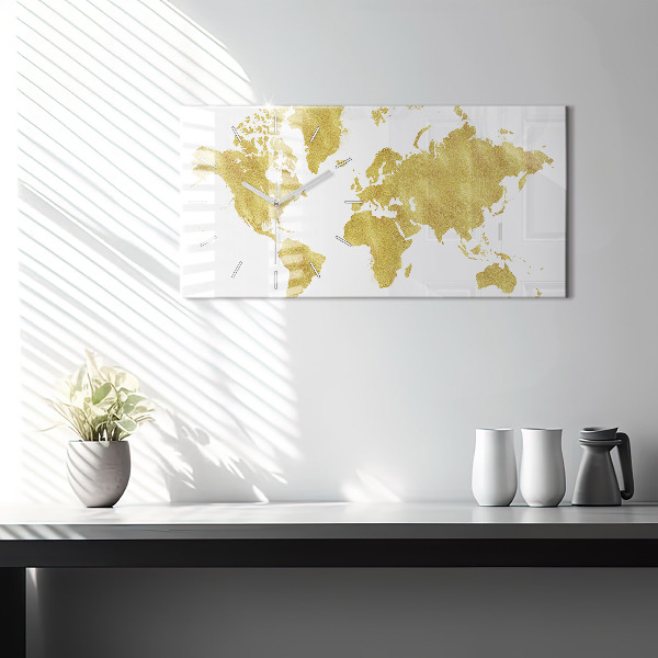 Orologio rettangolare Mappa dorata del mondo