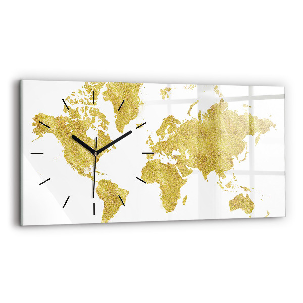 Orologio rettangolare Mappa dorata del mondo