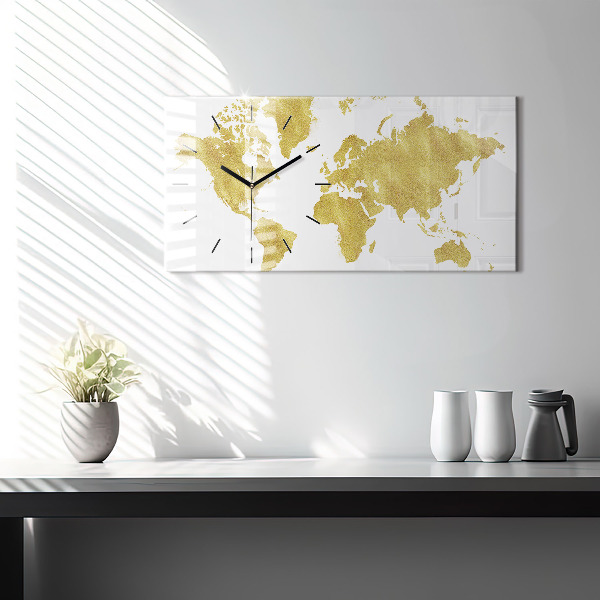Orologio rettangolare Mappa dorata del mondo