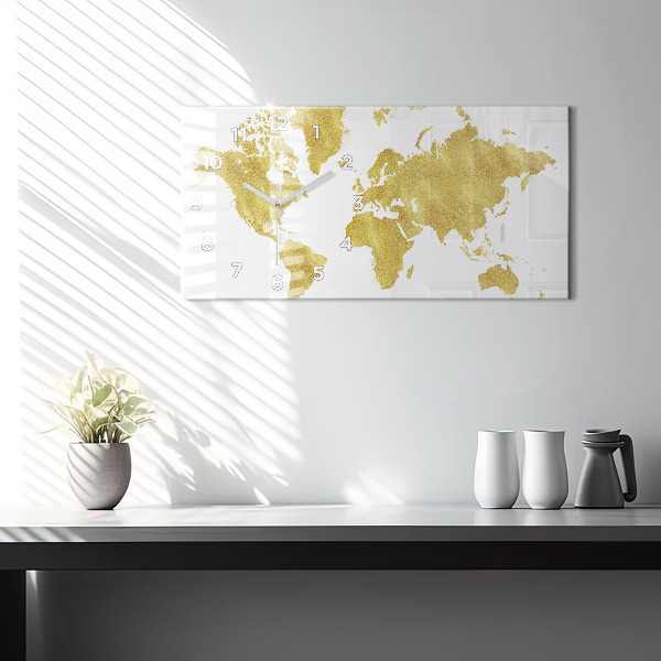 Orologio rettangolare Mappa dorata del mondo