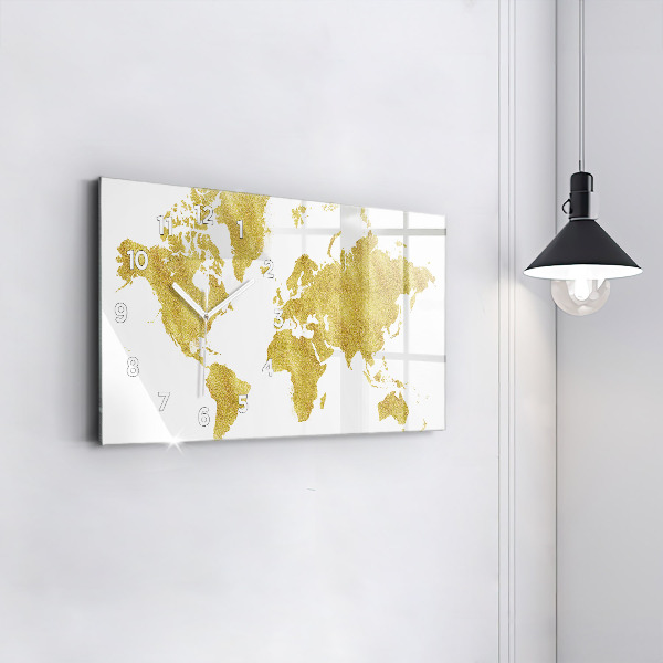 Orologio rettangolare Mappa dorata del mondo