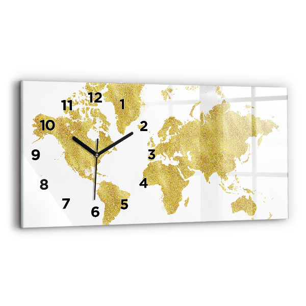 Orologio rettangolare Mappa dorata del mondo