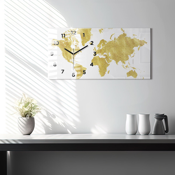 Orologio rettangolare Mappa dorata del mondo