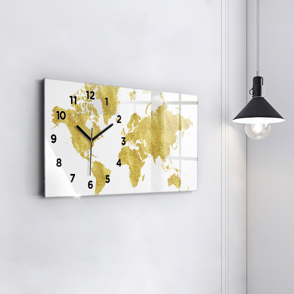 Orologio rettangolare Mappa dorata del mondo