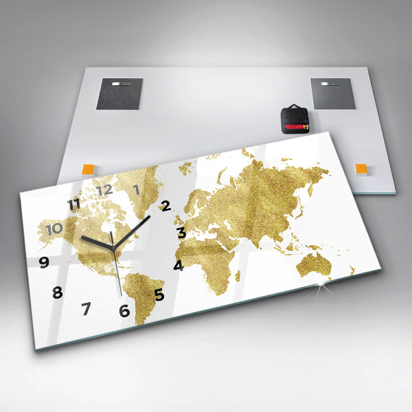 Orologio rettangolare Mappa dorata del mondo