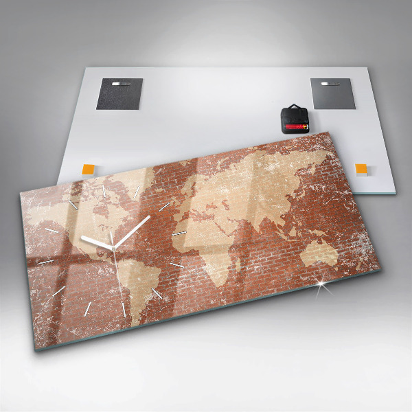 Orologio rettangolare Mappa del mondo su mattone