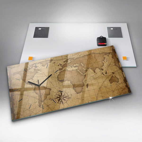 Orologio rettangolare Mappa del mondo d'epoca
