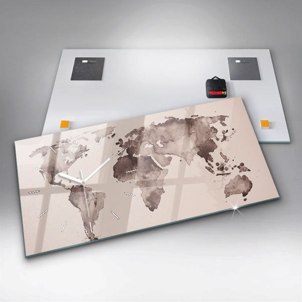 Orologio rettangolare Mappa del mondo ad acquerello