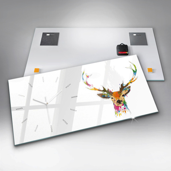 Orologio rettangolare Testa di cervo colorata