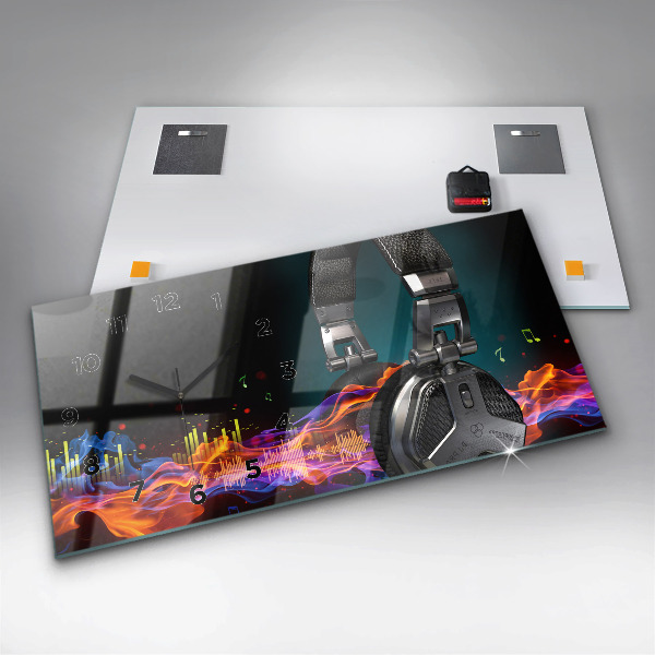 Orologio rettangolare Cuffie e onde sonore