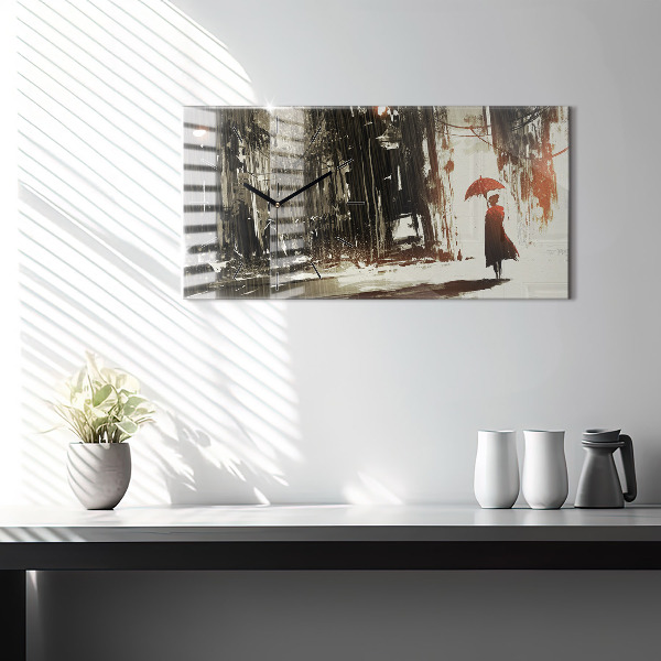 Orologio rettangolare Donna in una notte piovosa