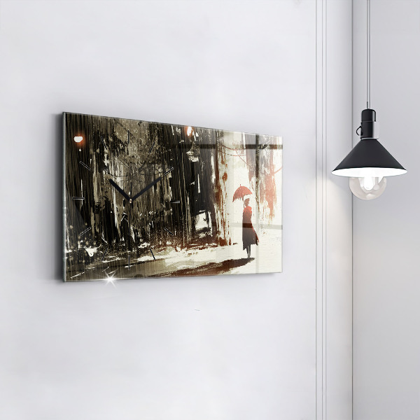 Orologio rettangolare Donna in una notte piovosa