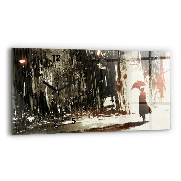 Orologio rettangolare Donna in una notte piovosa
