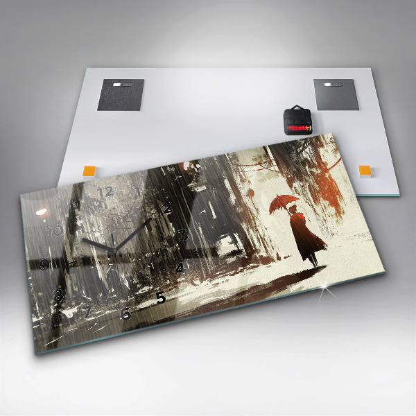 Orologio rettangolare Donna in una notte piovosa