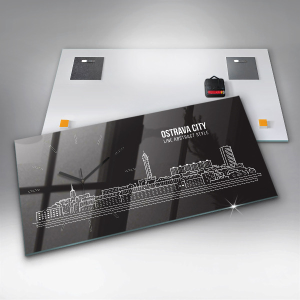 Orologio rettangolare Disegno della città di Ostrava