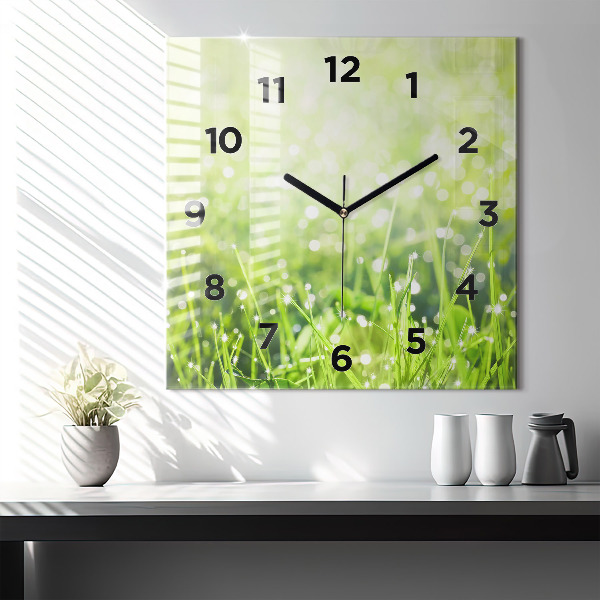 Orologio quadrato Erba verde