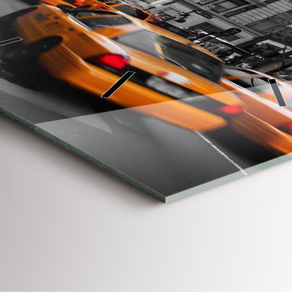 Orologio quadrato Manhattan e i taxi