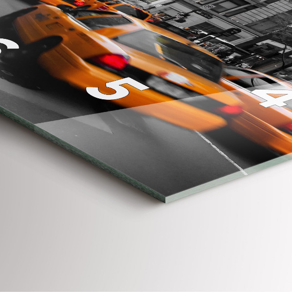 Orologio quadrato Manhattan e i taxi