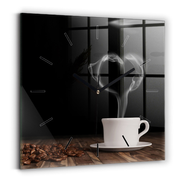 Orologio quadrato Una tazza di caffè caldo