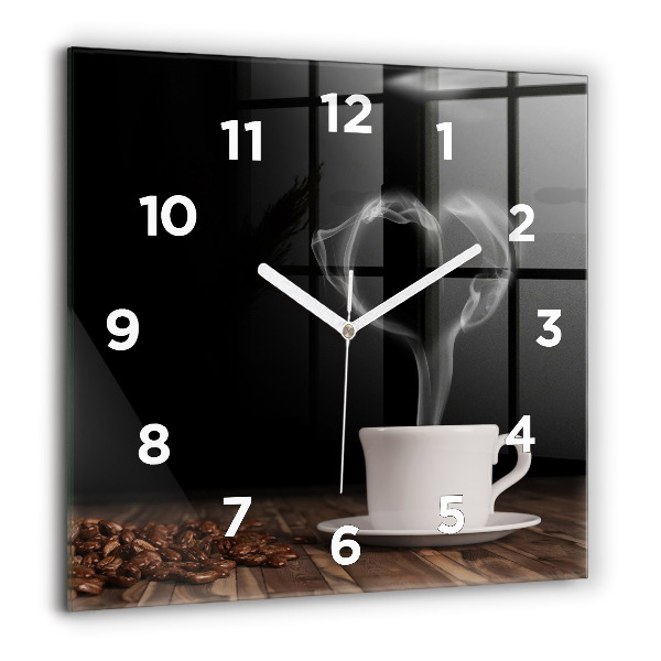 Orologio quadrato Una tazza di caffè caldo