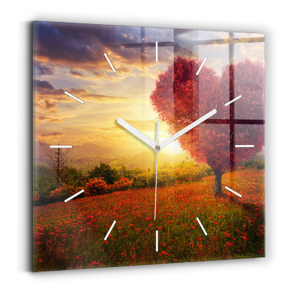 Orologio quadrato Albero del cuore dell'amore