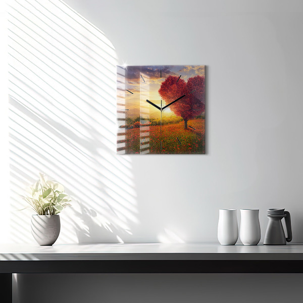 Orologio quadrato Albero del cuore dell'amore