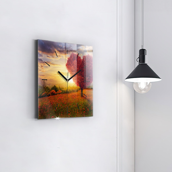 Orologio quadrato Albero del cuore dell'amore