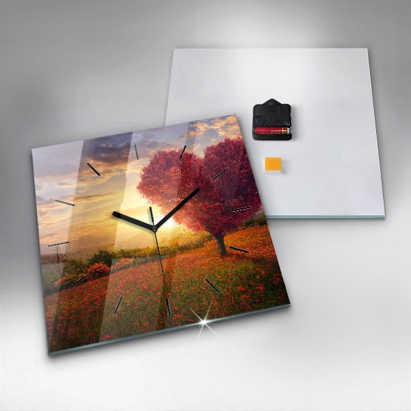 Orologio quadrato Albero del cuore dell'amore