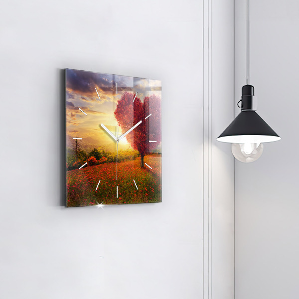 Orologio quadrato Albero del cuore dell'amore